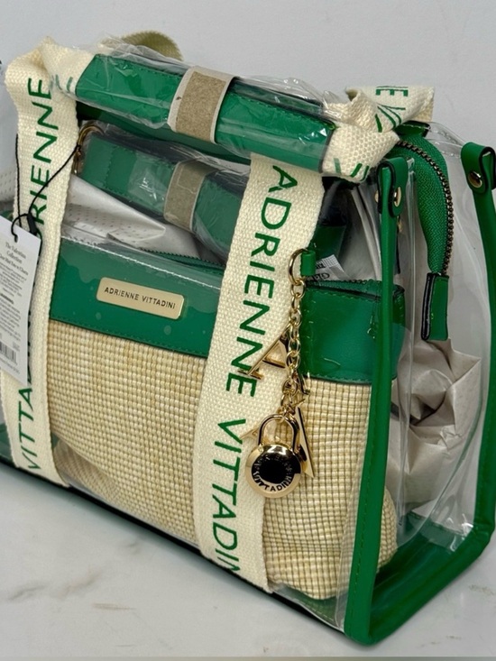 Adrienne Vittadini Handbags - Adrienne Vittadini Green & Cream Clear Crossbody with Gold Charm
